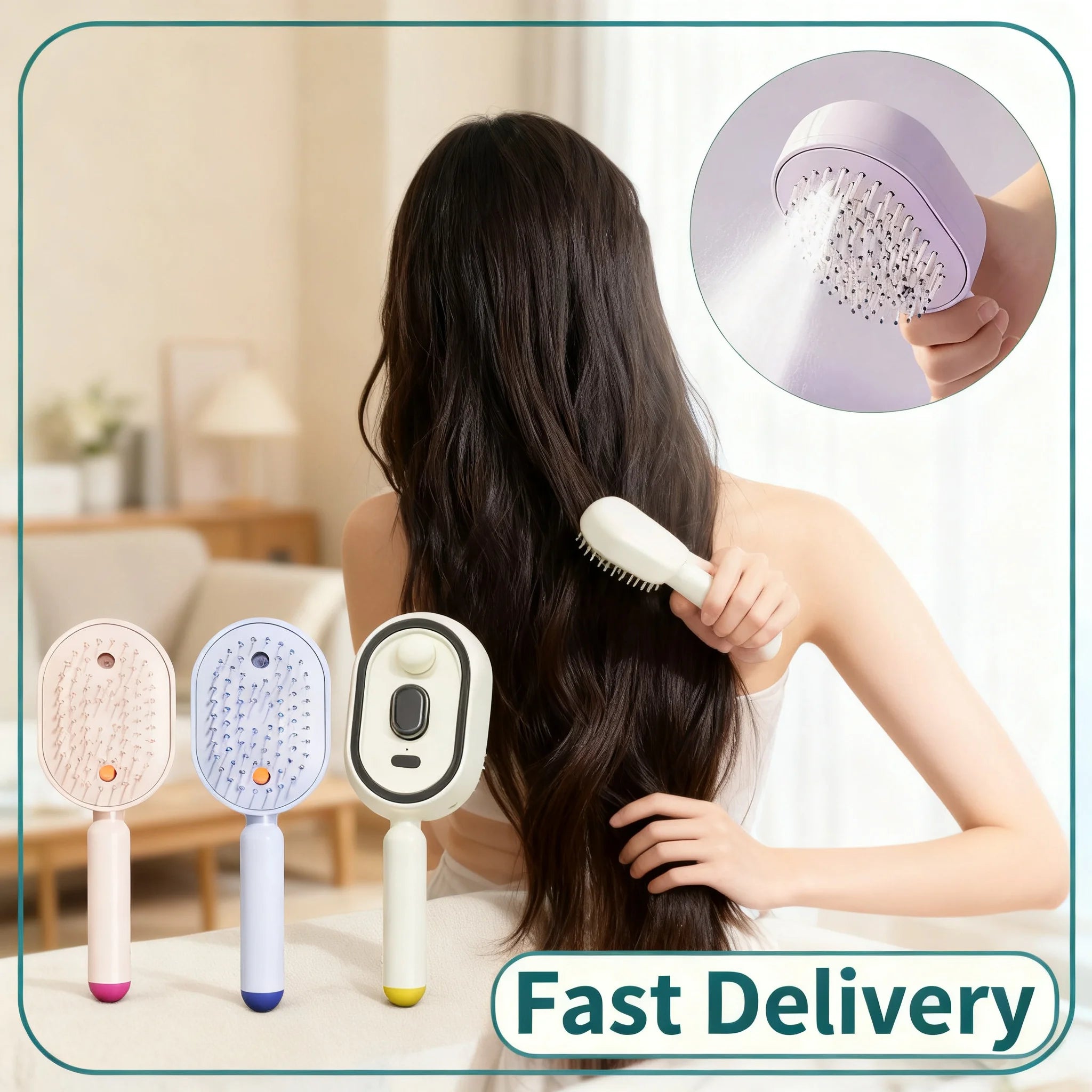 Electric Spray Air Cushions Massage Comb 3 in 1 Self Cleaning Steam Essential Oil Brush Rechargeable Spray Scalp Massager Combs